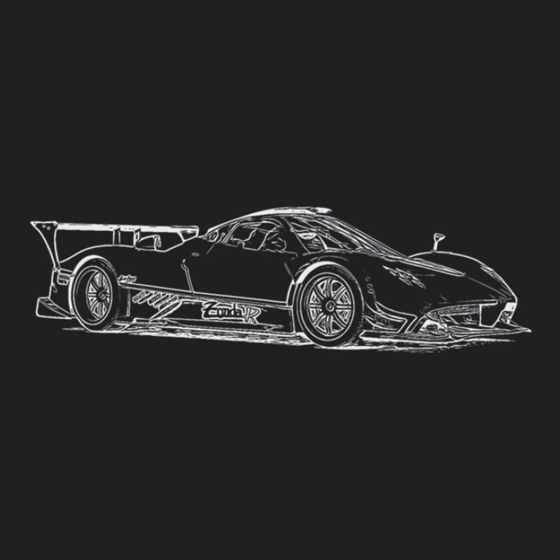 Pagani Zonda R Supercar Racing Wireframe White T-Shirt by ShawnMochol | Artistshot