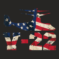 V 22 Osprey Military Aircraft Distressed Usa Flag Overlay T Shirt Ladies Fitted T-shirt | Artistshot