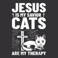 Jesus Is My Savior Cats Are My Therapy 1st Time Cat Owner T Shirt Vintage Hoodie And Short Set | Artistshot