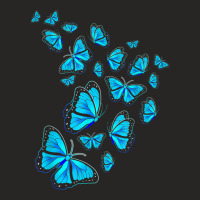 Flying Butterflies Blue Morpho Butterfly T Shirt Ladies Fitted T-shirt | Artistshot