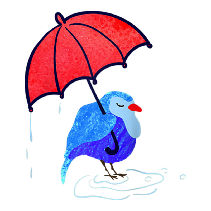 Cool Blue Bird With Red Umbrella Under Rain Animal Standing Raglan Bas Long Sleeve Shirts | Artistshot