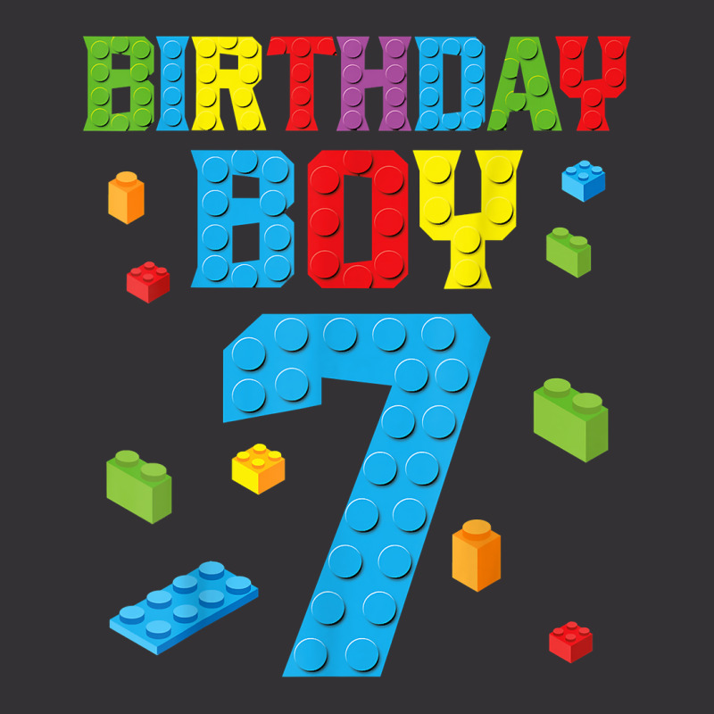 Master Builder 7th Birthday Boy 7 Seven Year Building Bricks T Shirt Vintage Hoodie | Artistshot