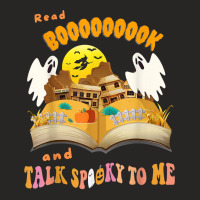 Talk Spooky To Me ,read Book, Halloween Vibes, Ghost, Funny T Shirt Ladies Fitted T-shirt | Artistshot