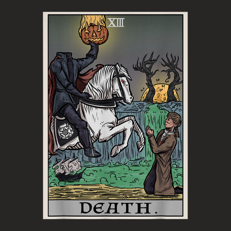 Death Tarot Card Headless Horseman Gothic Spooky Halloween Ladies Fitted T-Shirt by Uniform | Artistshot