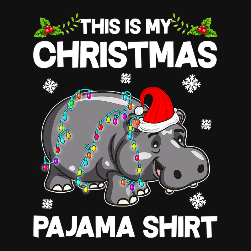 Hippopotamus Funny This Is My Christmas Pajama Hippopotamus Xmas Light Rectangle Patch | Artistshot