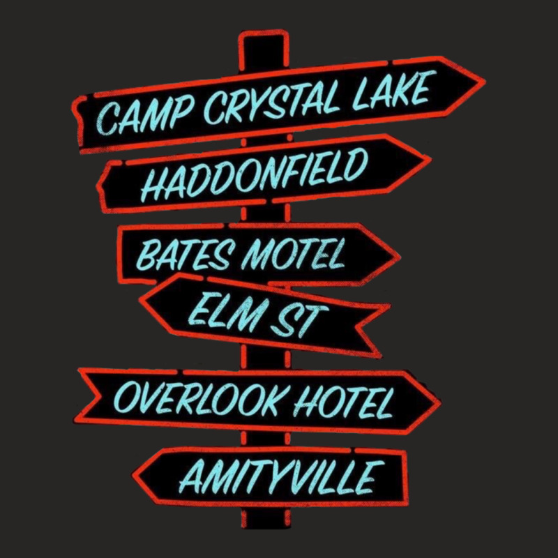 Horror Movie Location Signs Ladies Fitted T-Shirt by KEITHSHAPIRO | Artistshot