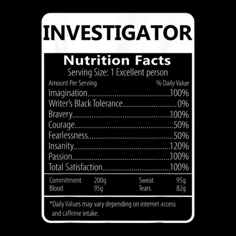 Investigator Nutrition Facts Sarcastic Graphic Zipper Hoodie by Outpost | Artistshot