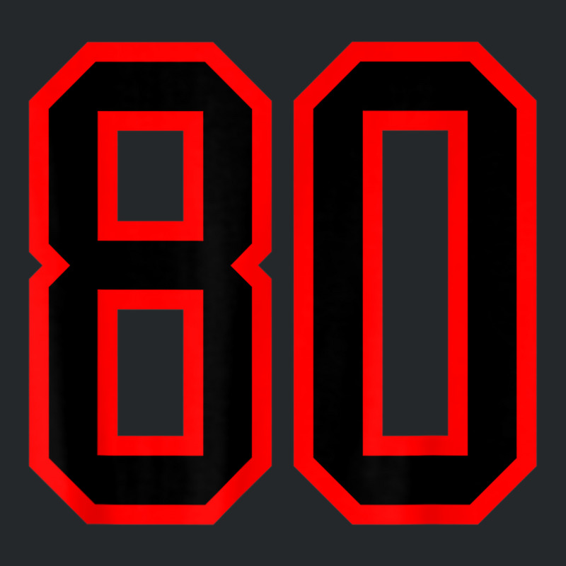 Jersey Number #80 Red Black Sports Birthday Lucky Number 80 Crewneck Sweatshirt by Color | Artistshot