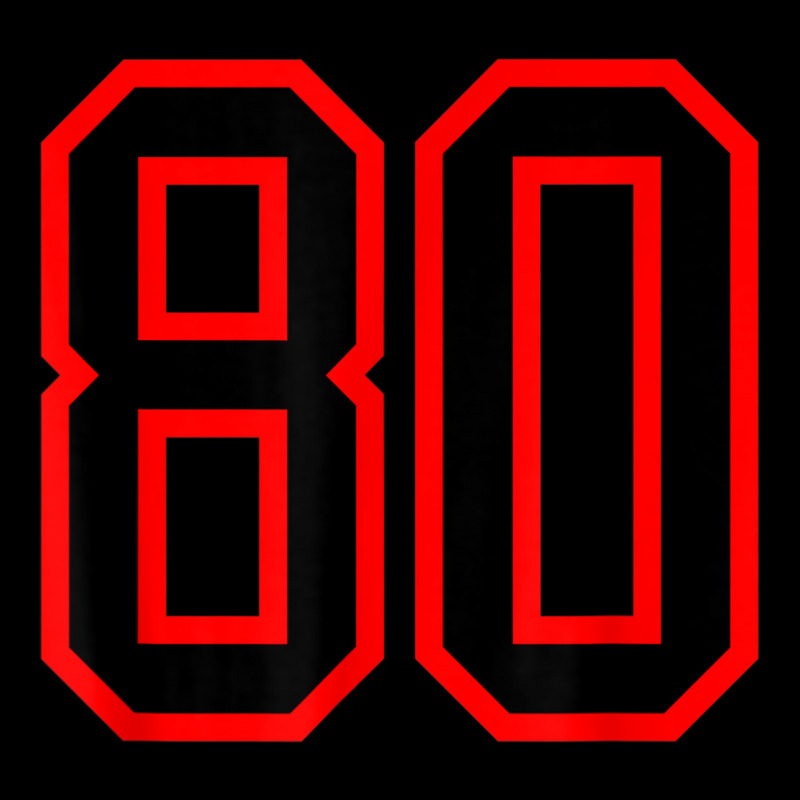 Jersey Number #80 Red Black Sports Birthday Lucky Number 80 Zipper Hoodie by Color | Artistshot