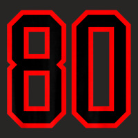 Jersey Number #80 Red Black Sports Birthday Lucky Number 80 Ladies Fitted T-shirt | Artistshot