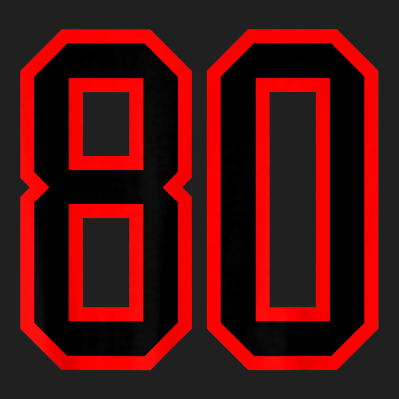 Jersey Number #80 Red Black Sports Birthday Lucky Number 80 Ladies Polo Shirt by Color | Artistshot