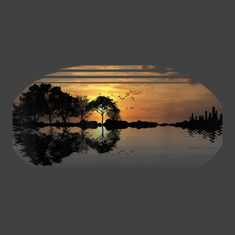 Guitar Sunset Sky Trees City Lake Reflection Special Design T Vintage T-shirt | Artistshot