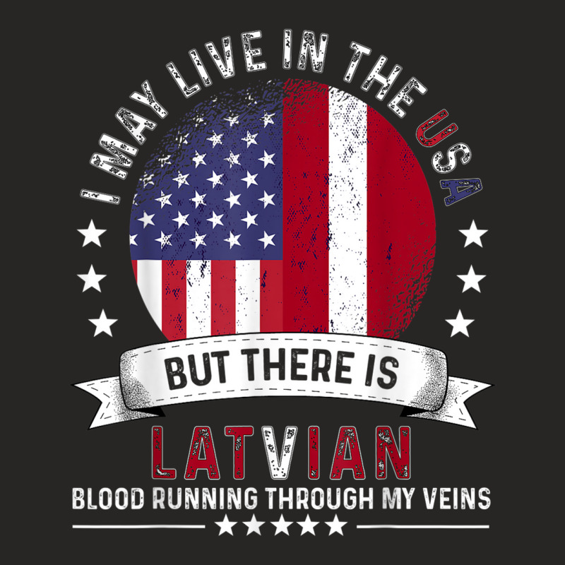 American Latvian Home In Us Patriot American Latvia Flag Ladies Fitted T-Shirt by Orchid | Artistshot