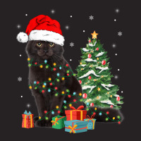 Black Cat Santa Tangled Up In Christmas Lights Xmas Tree Vintage Cap | Artistshot