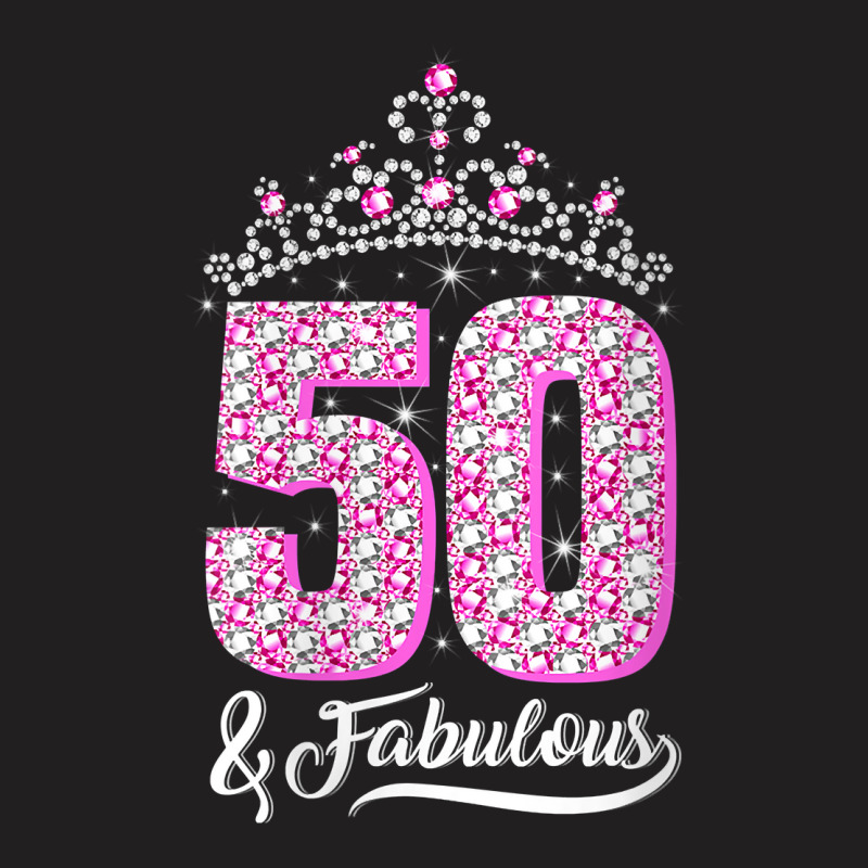 Womens 50 And Fabulous 50th Birthday Diamond Crown Gift Women V Neck T T-shirt | Artistshot