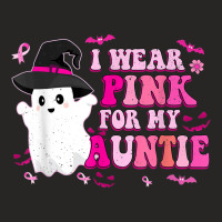 Retro I Wear Pink For My Auntie Halloween Cute Pink Ghost Ladies Fitted T-shirt | Artistshot