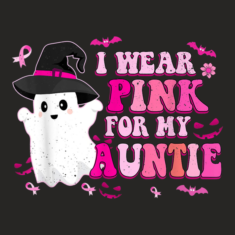 Retro I Wear Pink For My Auntie Halloween Cute Pink Ghost Ladies Fitted T-Shirt by Orchid | Artistshot