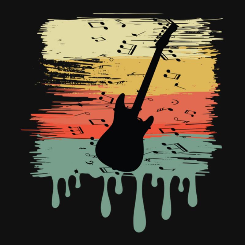 Bass Guitar Vintage Dripping Landscape Canvas Print | Artistshot