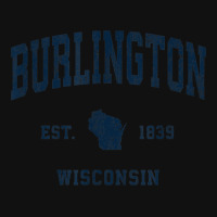 Burlington Wisconsin Wi Vintage Athletic Navy Sports Design Round Patch | Artistshot