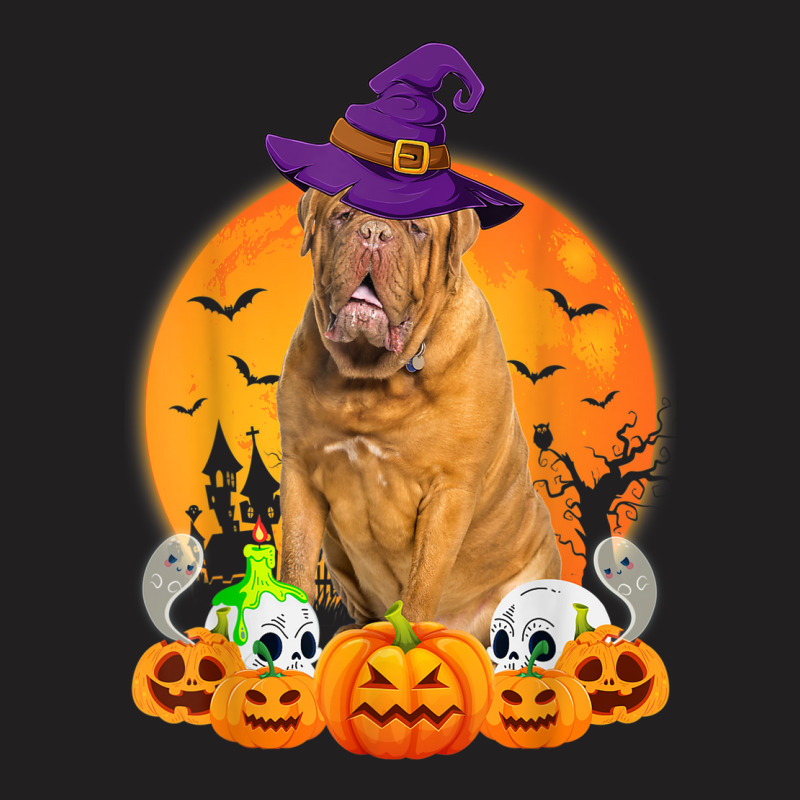 Scary Pumpkin Skull Witch Dogue De Bordeaux Dog Halloween T-shirt | Artistshot