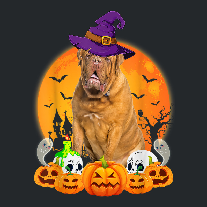 Scary Pumpkin Skull Witch Dogue De Bordeaux Dog Halloween Crewneck Sweatshirt | Artistshot