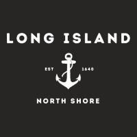 Long Island New York North Shore Est 1640 White Text Pullover Hoodie Ladies Fitted T-shirt | Artistshot