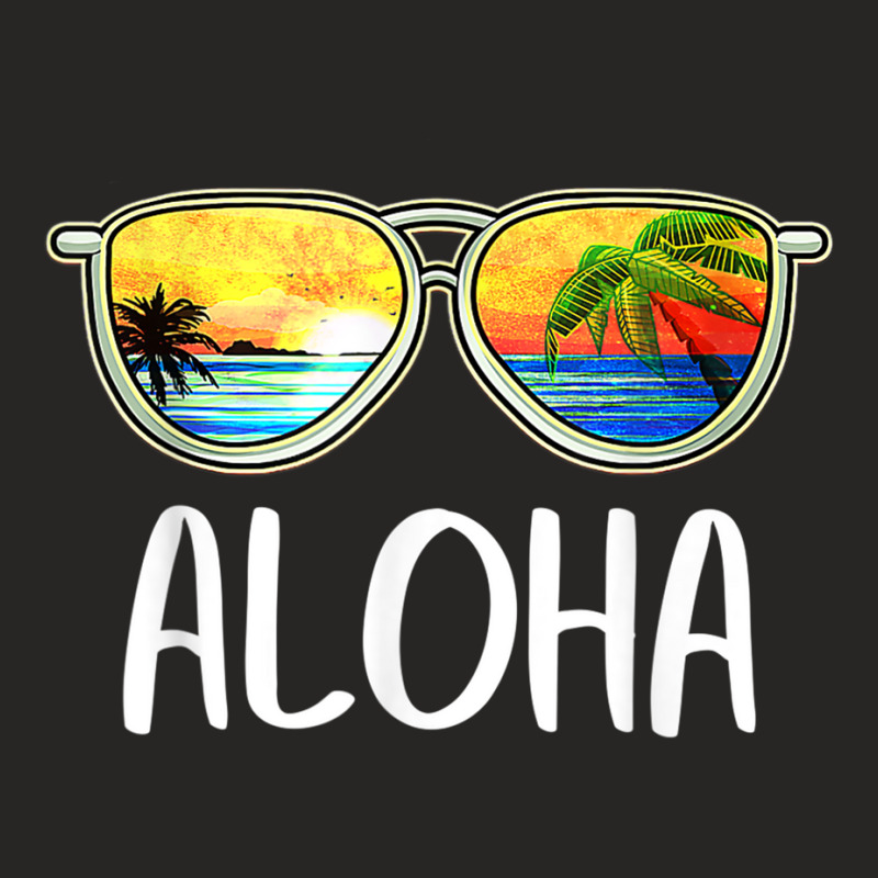 Aloha Hawaii Hawaiian Island Sunglasses Palm Trees Beach T Shirt Ladies Fitted T-Shirt by cm-arts | Artistshot