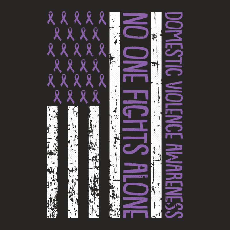 No One Fight Alone American Flag Domestic Violence Awareness Pullover Ladies Fitted T-Shirt by cm-arts | Artistshot