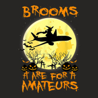 Brooms Are For Amateurs Plane Funny Halloween Pilot Costume Ladies Fitted T-shirt | Artistshot