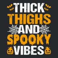 Thick Thighs And Spooky Vibes Funny Halloween Costume Women Crewneck Sweatshirt | Artistshot