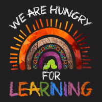 Womens We Are Hungry For Learning Rainbow Caterpillar Teacher V Neck T T-shirt | Artistshot