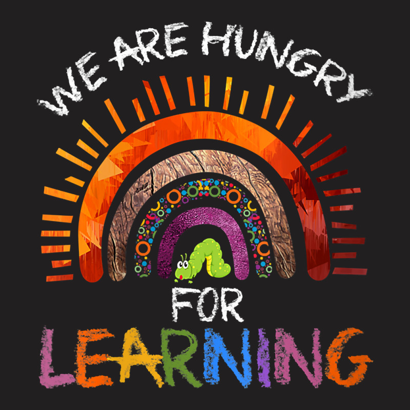 Womens We Are Hungry For Learning Rainbow Caterpillar Teacher V Neck T T-shirt | Artistshot