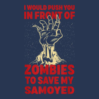 Push You In Zombies To Save My Samoyed Funny Dog Lover Humor T Shirt Ladies Denim Jacket | Artistshot