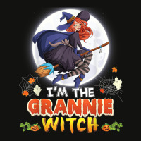 I'm The Grannie Witch Halloween Flying Broom Moon Ghost Scorecard Crop Tee | Artistshot