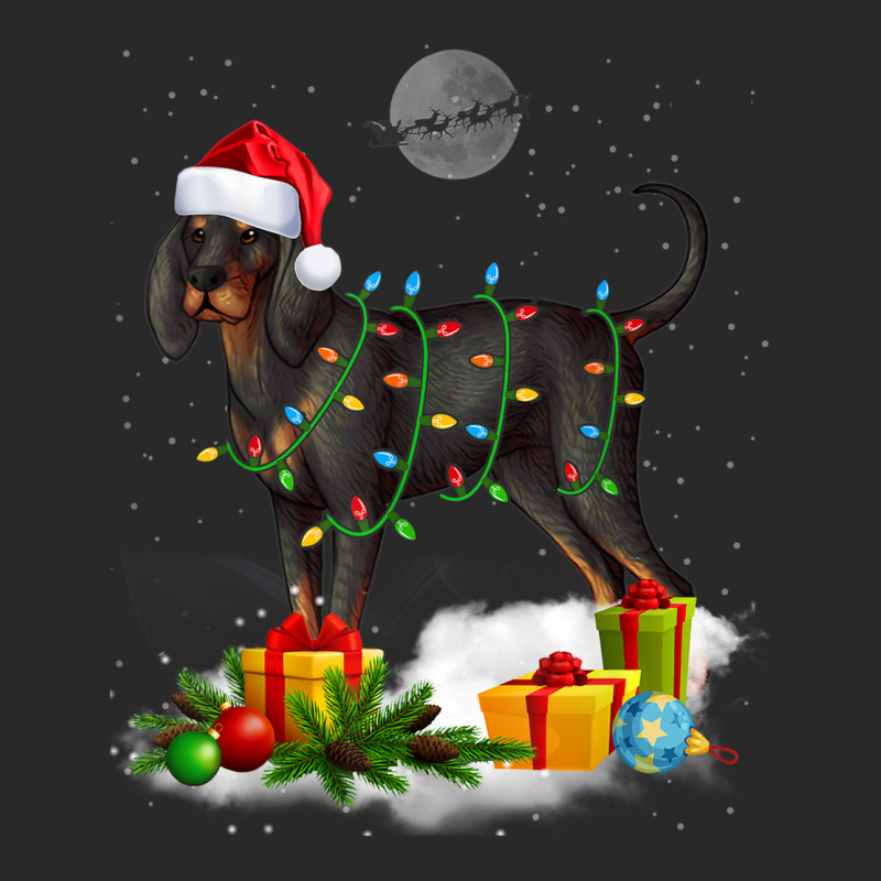 Funny Black And Tan Coonhound Dog Christmas Lights Santa Printed hat by Clinical | Artistshot