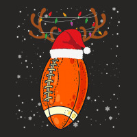 Football Funny Football Reindeer Santa Hat Christmas Holiday 142 Ladies Fitted T-shirt | Artistshot