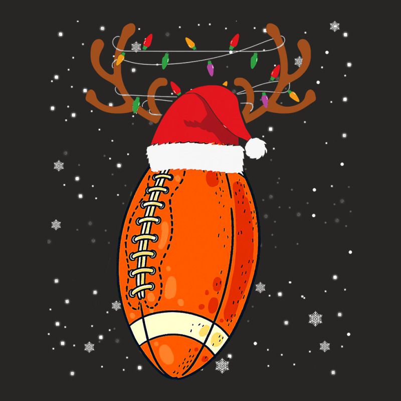 Football Funny Football Reindeer Santa Hat Christmas Holiday 142 Ladies Fitted T-Shirt by coolquirrell | Artistshot