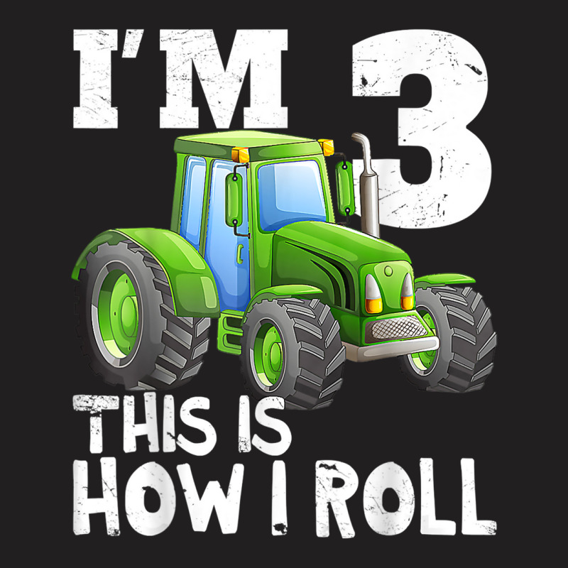 Green Farm Tractor 3rd Birthday Party Gifts 3 Year Old T-shirt | Artistshot