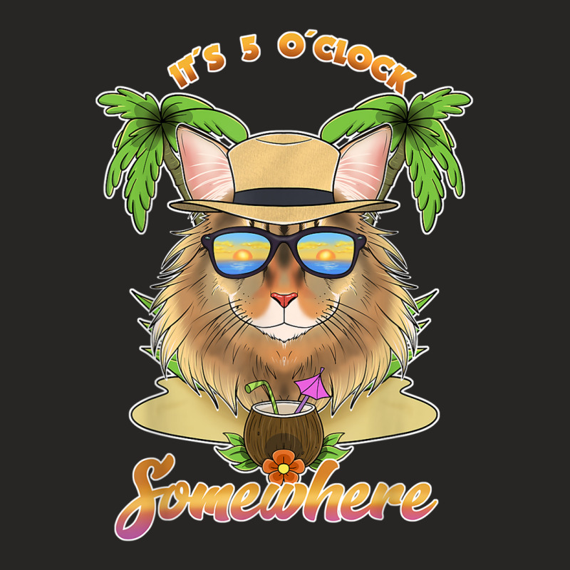 It Is 5 O´clock Somewhere Drinking Siberian Cat Ladies Fitted T-Shirt by Posh | Artistshot