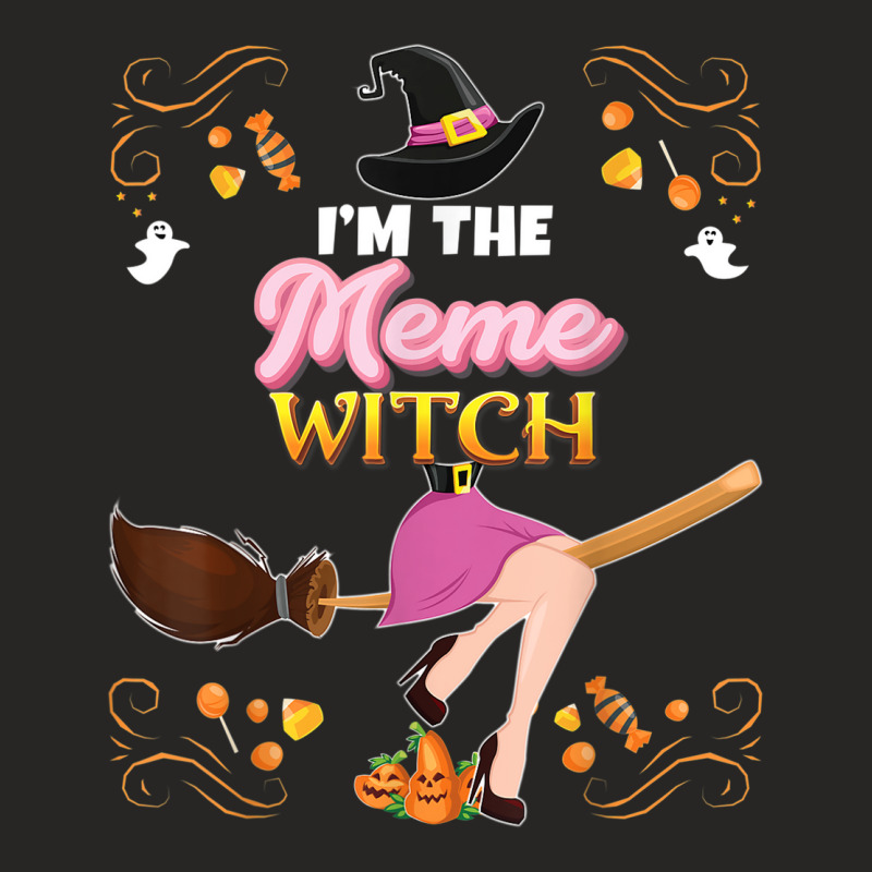 I'm The Meme Witch Broom Candy Pumpkin Family Halloween Girl Ladies Fitted T-Shirt by Fashzilla | Artistshot