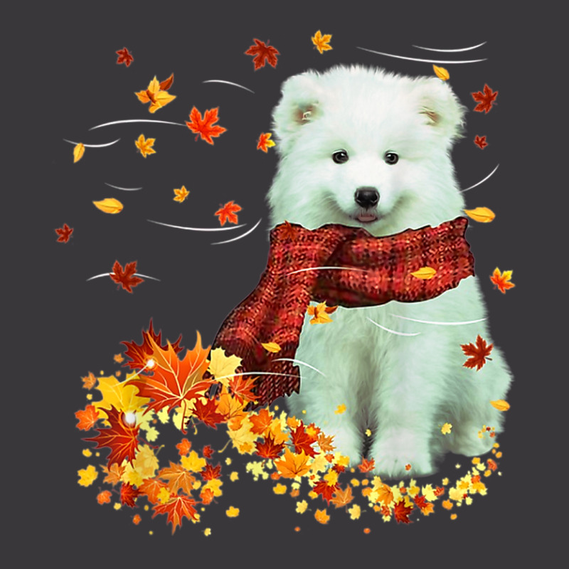 Samoyed Fall Scarf   Dogs Autumn Leaves Ladies Curvy T-Shirt by Fashzilla | Artistshot