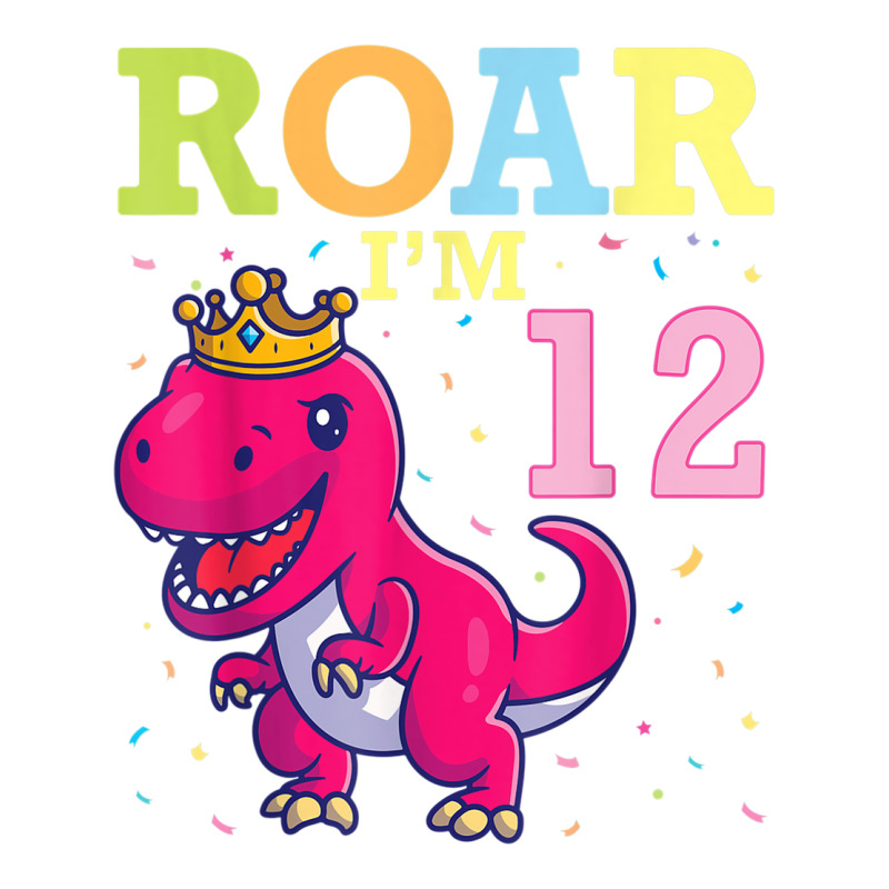 King Dinosaur Dance Happy My Birthday Roar I'm 12 Years Old Sticker | Artistshot