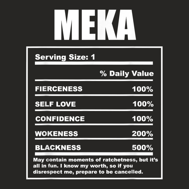 Meka Nickname  First Name Nutrition Facts Funny T Shirt Ladies Fitted T-Shirt by sadukakehy | Artistshot