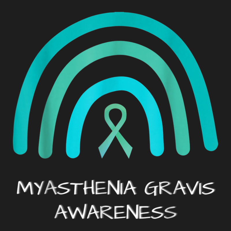 Teal Rainbow Ribbon Myasthenia Gravis Awareness Support Classic T-shirt | Artistshot