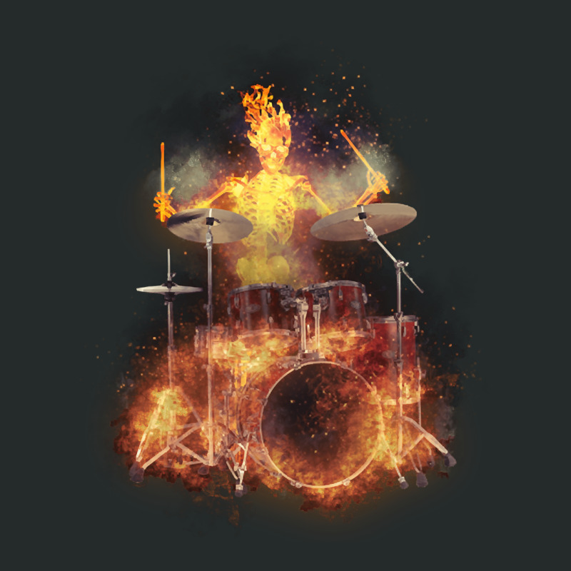 Flaming Skeleton Drummer Set 1, Flaming Skeleton Drummer Set 1 Art, Fl Women's Triblend Scoop T-shirt | Artistshot