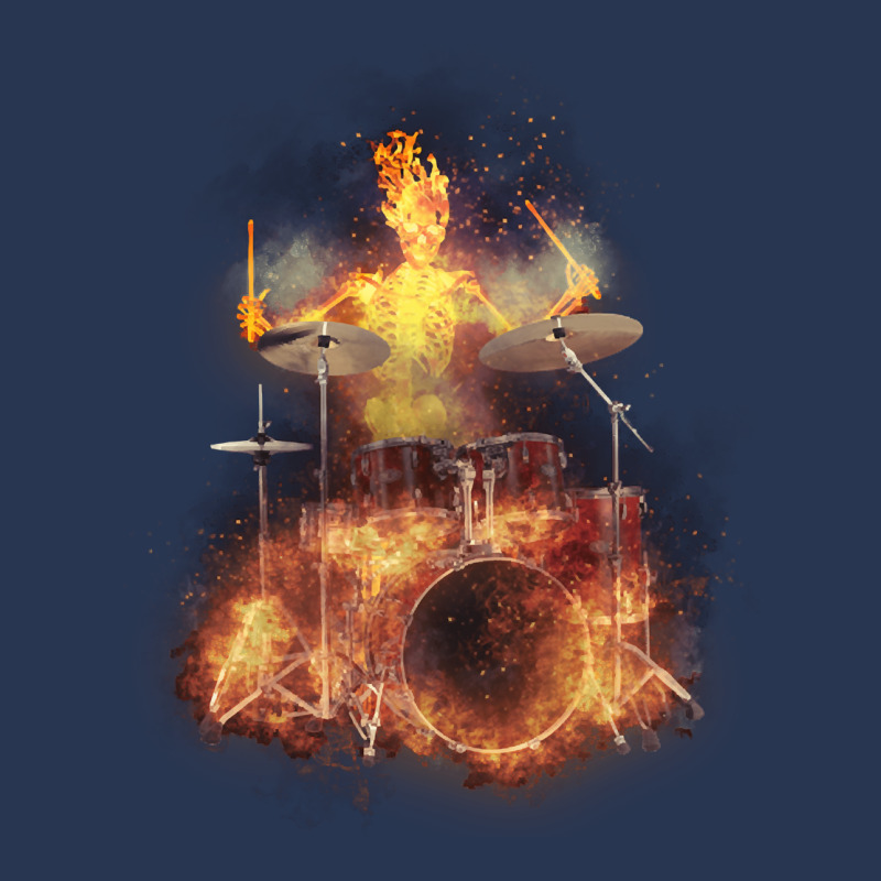 Flaming Skeleton Drummer Set 1, Flaming Skeleton Drummer Set 1 Art, Fl Ladies Denim Jacket | Artistshot