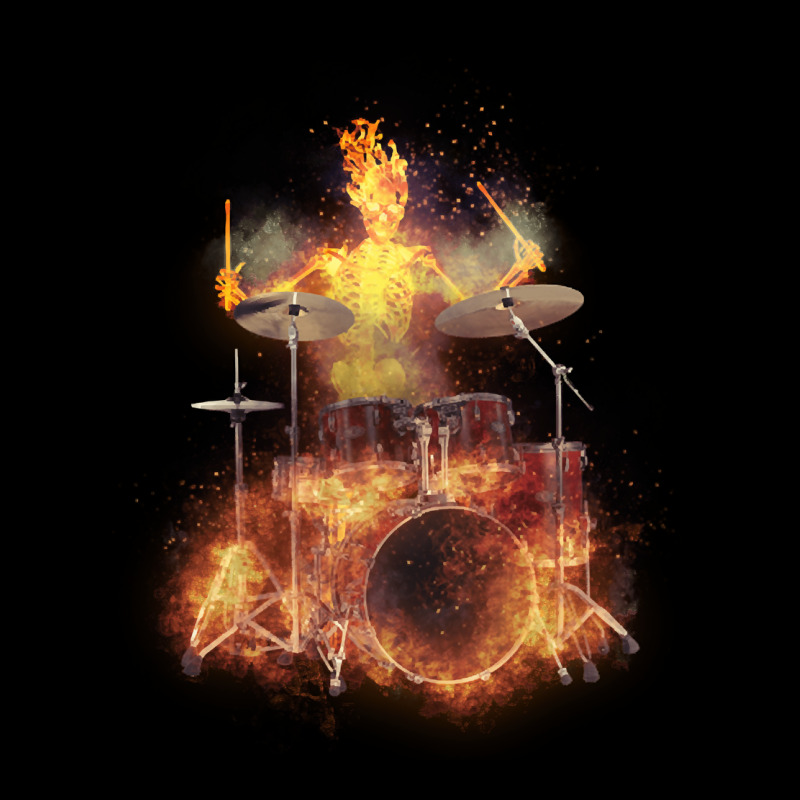 Flaming Skeleton Drummer Set 1, Flaming Skeleton Drummer Set 1 Art, Fl Women's V-neck T-shirt | Artistshot