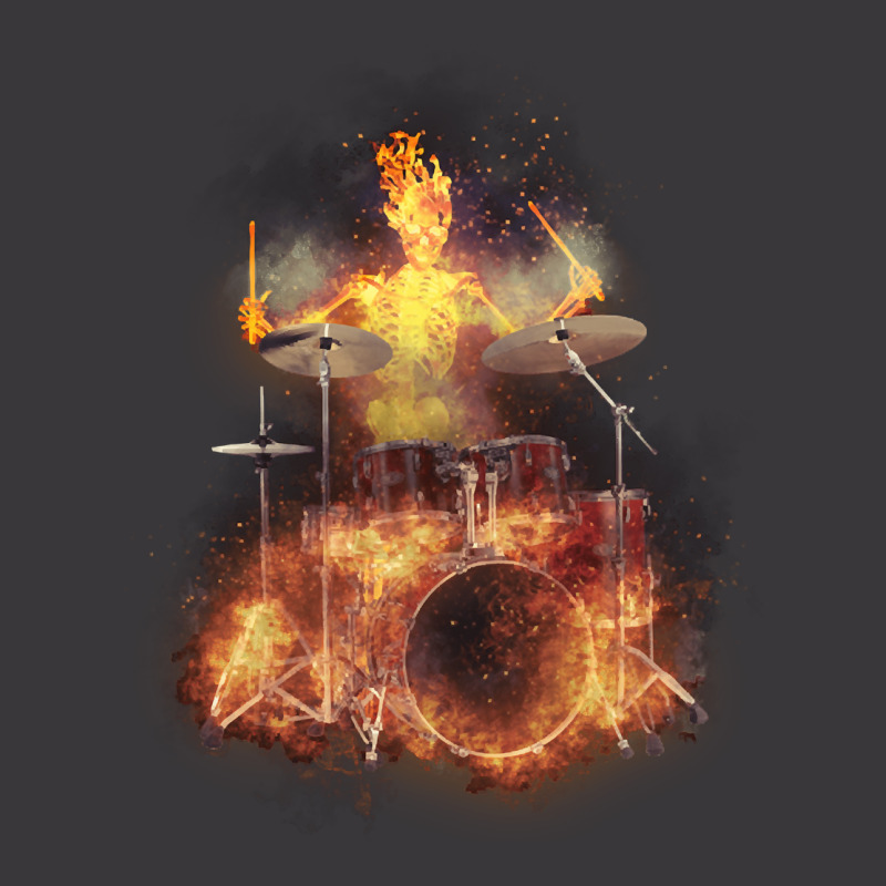 Flaming Skeleton Drummer Set 1, Flaming Skeleton Drummer Set 1 Art, Fl Ladies Curvy T-shirt | Artistshot