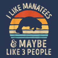 I Like Manatees And Maybe 3 People Sea Cow Lover Retro Men Men Denim Jacket | Artistshot