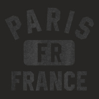 Paris France Gym Style Black With Distressed Black Print Ladies Fitted T-shirt | Artistshot